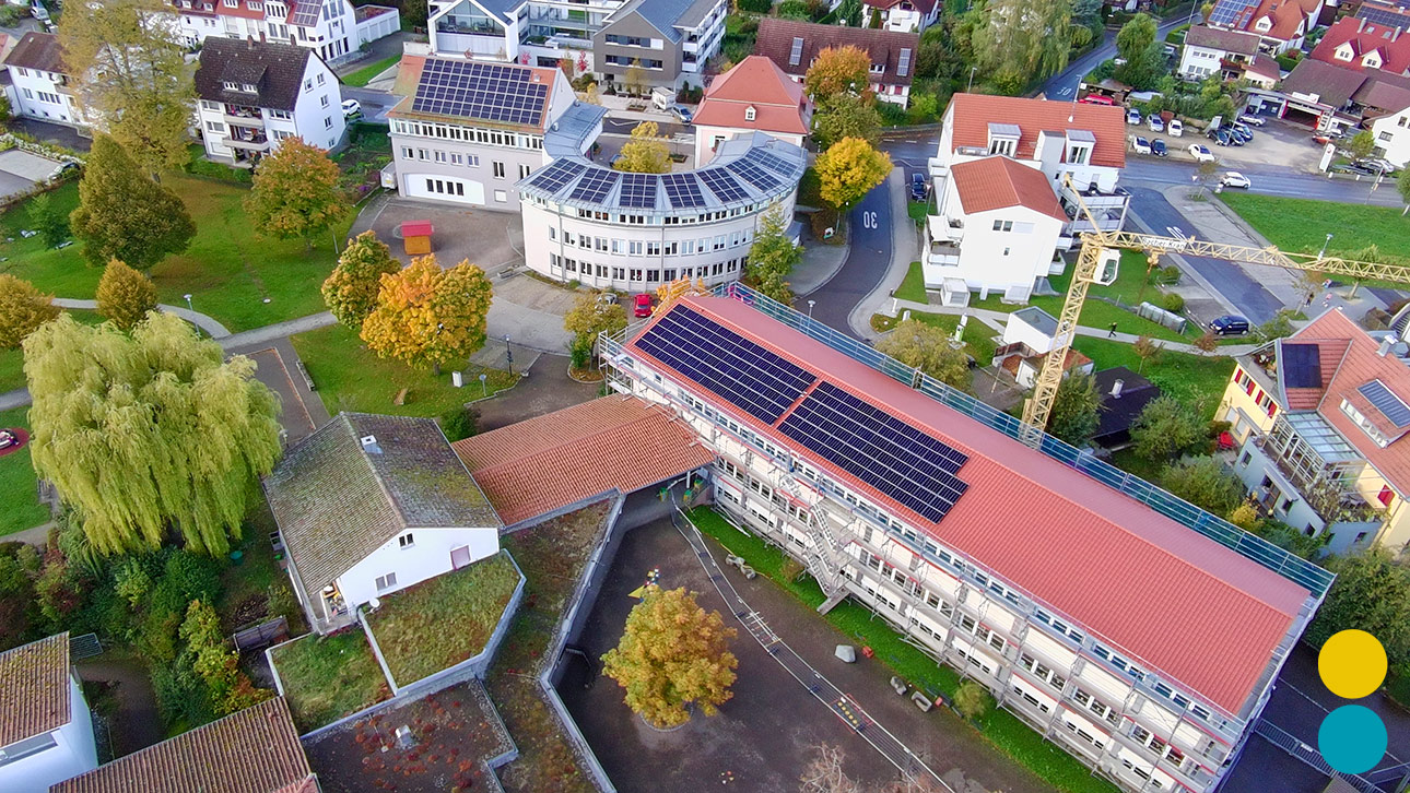 Luftbild PV-Anlage Schule Owingen mit 30kWp